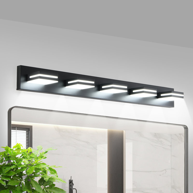 Dimmable LED Vanity Light Fixture 5500K, 5 Lights, Matte Black