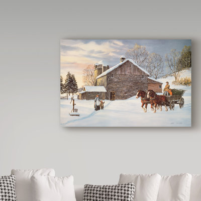 Dravon 'Christmas at the Farm' Acrylic Painting Print on Wrapped Canvas