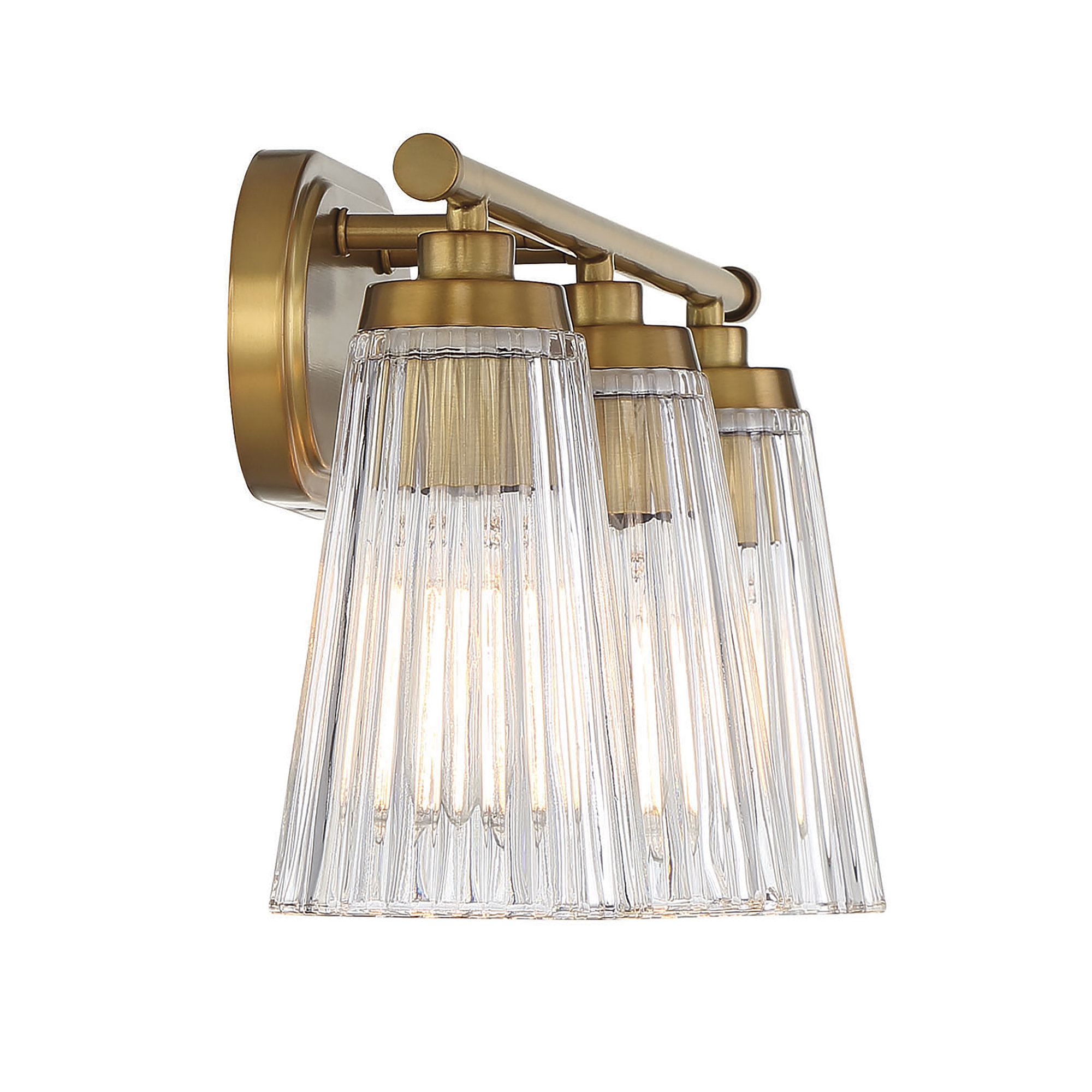 Jeanie Ribbed Dimmable Bath Sconce, 4 Lights, 10" H x 30.5" W x 30.5" D, Brass