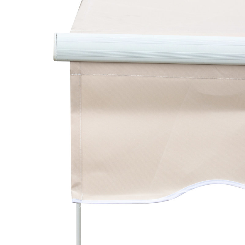 Auvent de terrasse rétractable 8 pi x 7 pi en beige, fenêtre de terrasse manuelle avec abat-jour solaire - Réducteur de chaleur, Auvent de conception polyvalente, Housse extérieure beige, Lumière et guide réglables pour arrêter le soleil