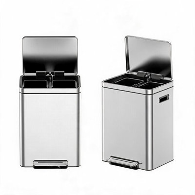 Dual Compartment Step Trash Can, 9.5 Gallon