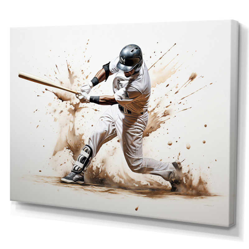 Baseball Minimal Swing I - Sports Wall Art Prints, Toile tendue, H 34 po x l 44 po x P 1,5 po