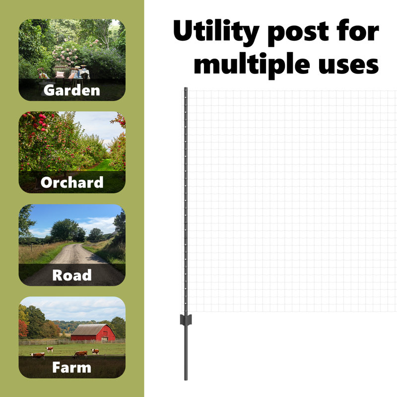 Fence Posts 22 Pcs U-Channel Steel, 150cm H x 8.5cm W, Grey