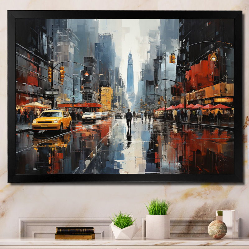 Cityscape Collage VI - Abstract Collages, reproduction sur toile encadrée, Cadre simple noir, H 34 po x l 44 po x P 1,5 po