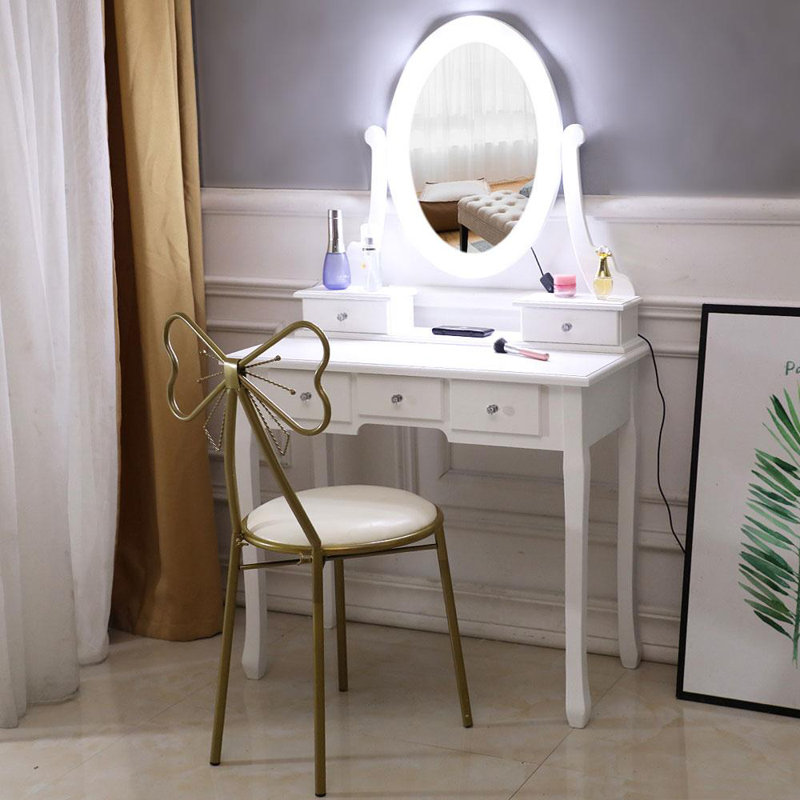 Tabouret de coiffeuse Bunceton, Blanc