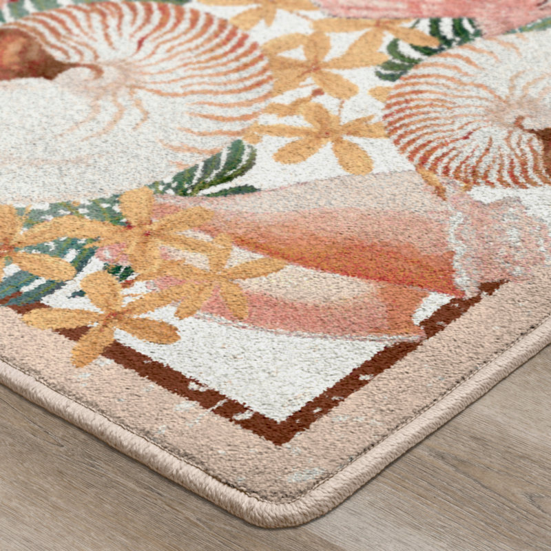 Guy Harvey Floral Shell Area Rug, Rectangle 5'4" x 7'8"