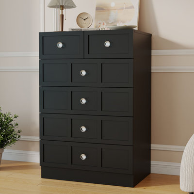 Commode 6 tiroirs 24 pouces - Commode étroite pour chambre à coucher, commode de rangement haute en bois pour petit espace, mobilier de chambre moderne