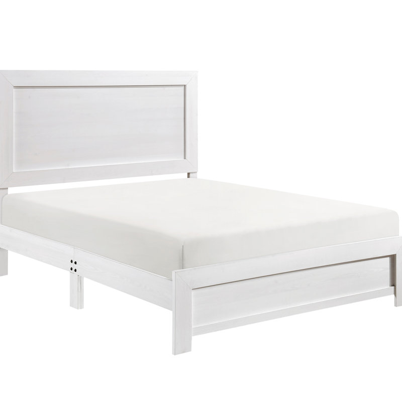 Lit double pour chambre à coucher pleine grandeur - placage en faux bois, Blanc, Lit double
