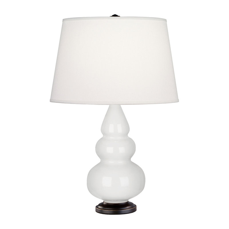Small Triple Gourd Table Lamp, Lily and Bronze Base