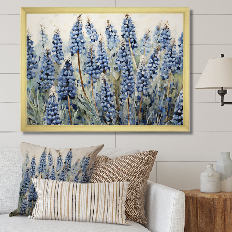 Magical Blue Bonnets Meadows II - Blue Bonnets, art mural sur toile FDP107220, Or, H 30 po x l 40 po x P 1,5 po