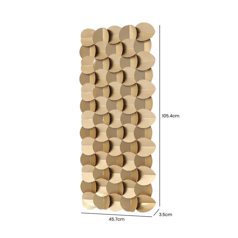 Handmade Metal Wall Décor for Living Room, Abstract Wall Decoration, Gold, 105cm H x 45.70cm W x 4cm D