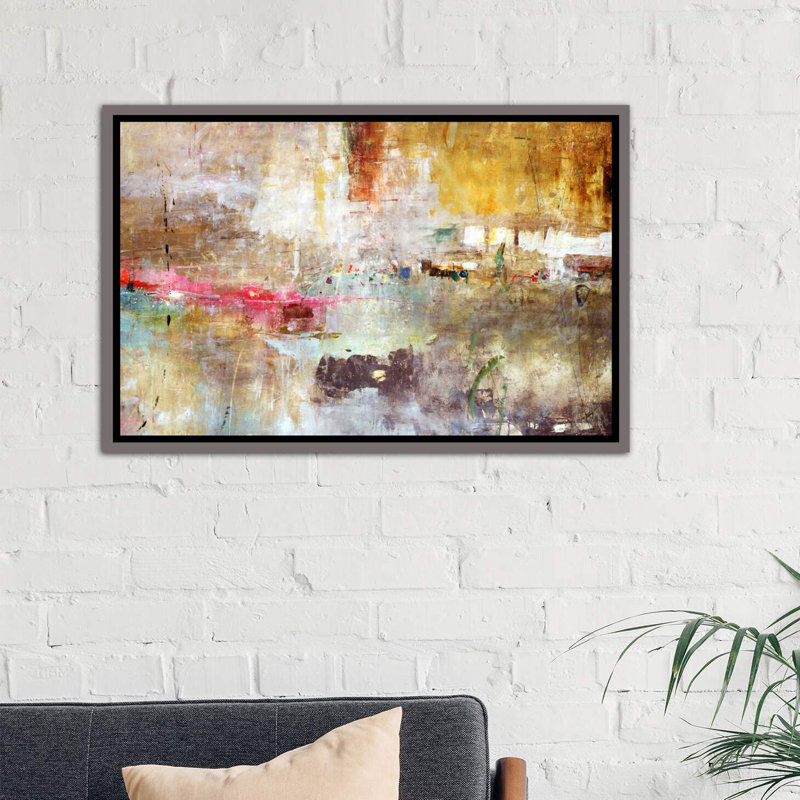 « rain clouds » par julien spencer-reproduction d’art, H 26 po x l 40 po x 1,5 po, Toile encadrée de bois rustique foncé