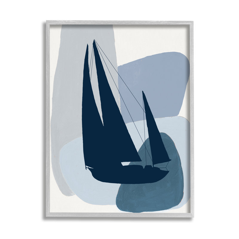 Abstrait voilier bleu Silhouet par Patricia Pinto 951, H 30 po x l 24 po x P 1,5 po, Estampe numérique Farmhouse