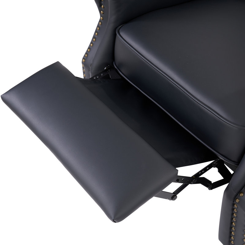 Fauteuil inclinable classique en similicuir de 34,6 po de largeur avec garniture cloutée, Gris caoutchouc