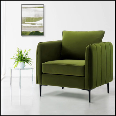Chaise d'appoint Mid-Century moderne en velours avec coussin et pieds en métal, parfaite pour le salon, la chambre à coucher ou le bureau