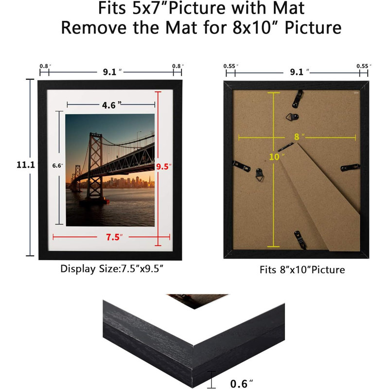 8x10 Black Picture Frame Set Of 4