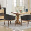 Chaises de salle à manger rembourrées modernes avec accoudoirs, chaises d'appoint en lin avec structure en bois franc naturel-1653663142