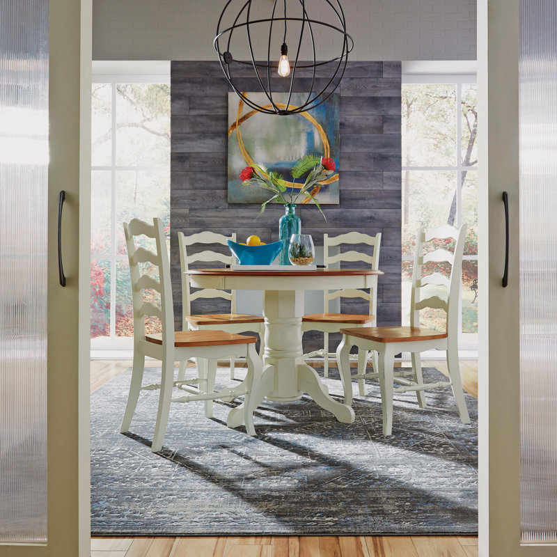 Anjelita Round Solid Wood Dining Table, Off-White