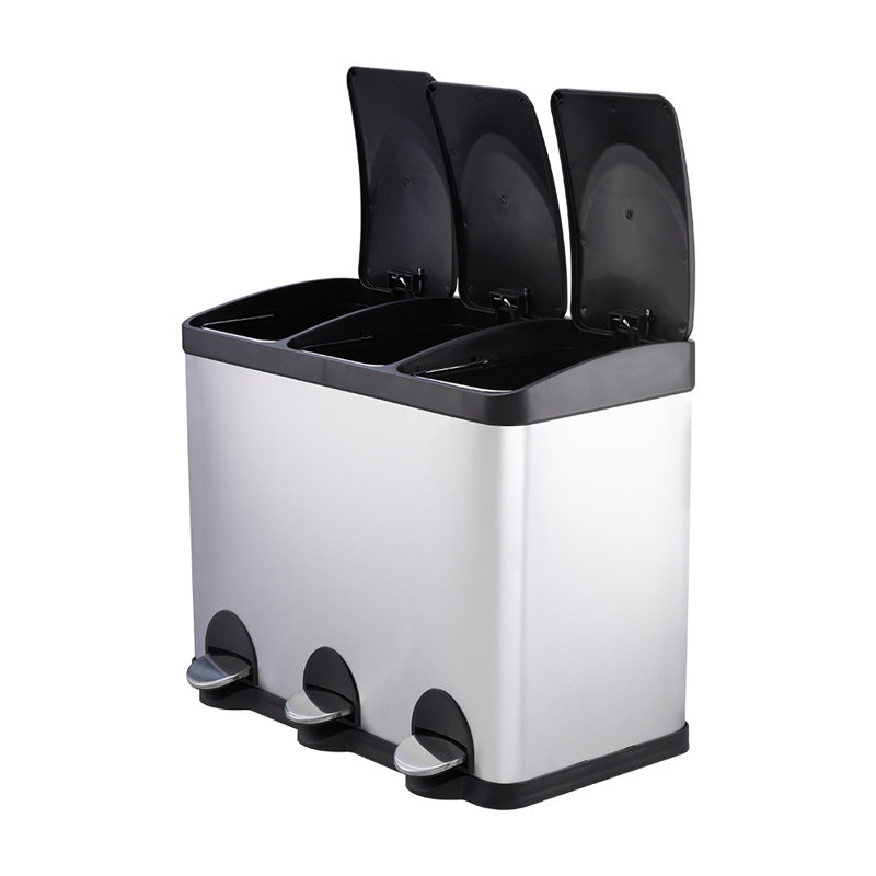 Neval Stainless Steel Step-On Kitchen Trash Can - 45L