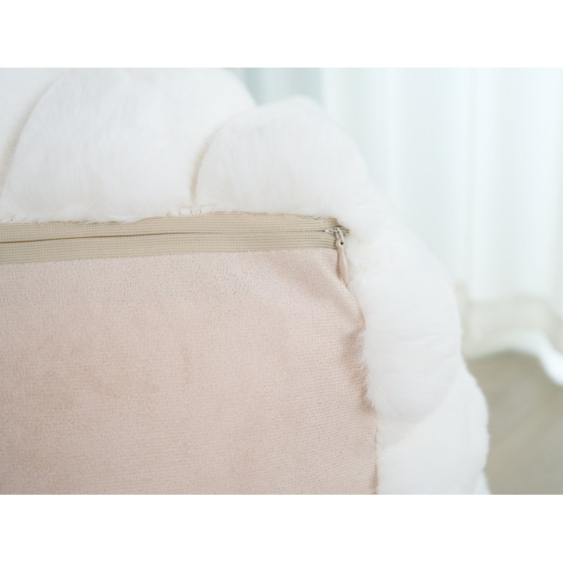 Magnuson Ultra Soft Ribbed Faux Fur Indoor Pouf, Cream