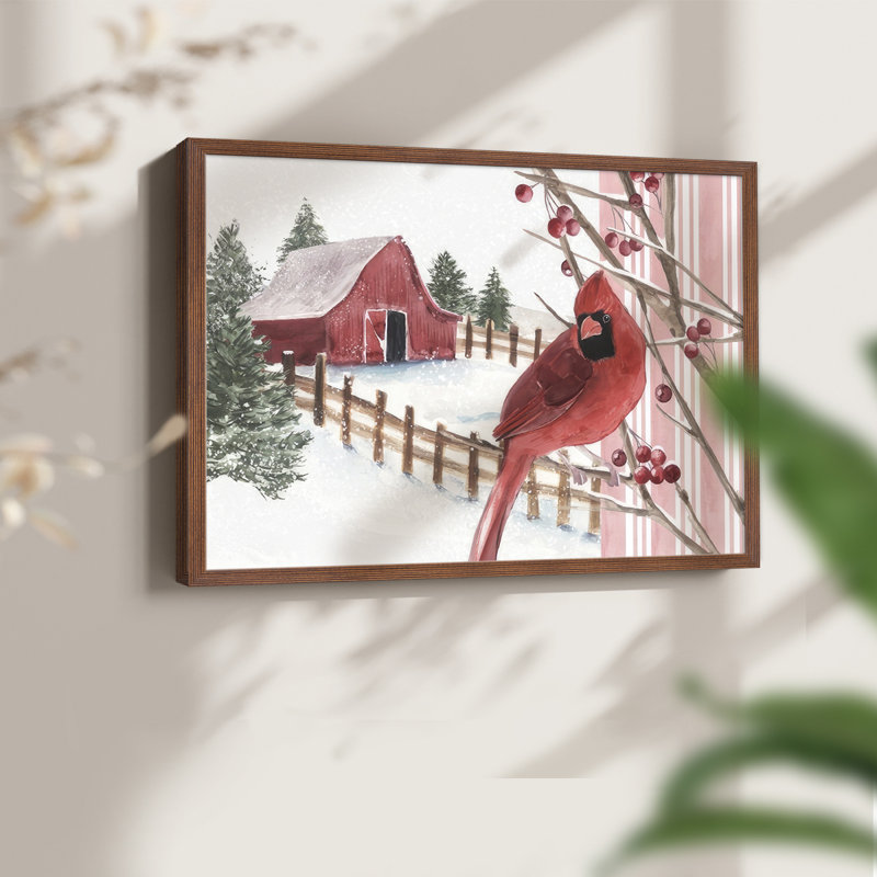 Collection Winter Cardinal A - Reproduction encadrée - Restickable, H 8 po x l 10 po, Noyer