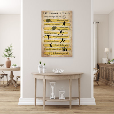 Tennis Balls And Racquets - Life Lessons In Tennis - 1 Piece Rectangle Graphic Art Print On Wrapped Canvas