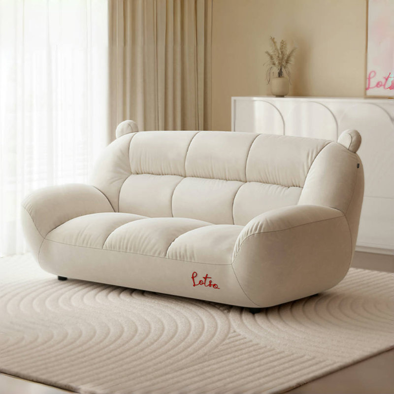 Simple Cream-style Off-white Double-seater Sofa