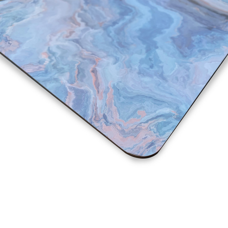 Placemats Dining Table Mat Table Decor Washable Non Slip Marble Rectangle 12 X 18 Navy
