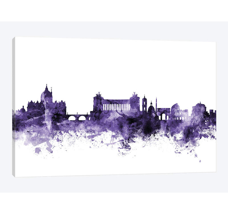 «Rome, Italy Skyline» par Michael Tompsett, impression sur toile, H 8 po x l 12 po x P 0,75 po, Pas de tapis, Toile tendue