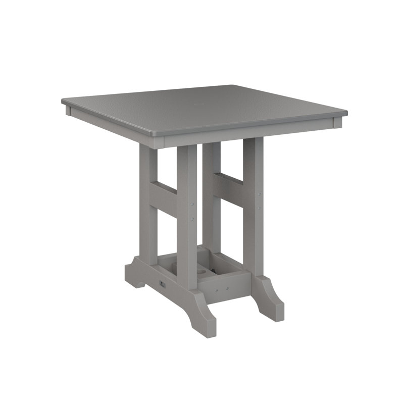 Table de bar carrée 33 po Berlin Gardens Garden Classic, H 39,5 po x l 33 po x P 33 po, Acier inoxydable martelé, Gris clair