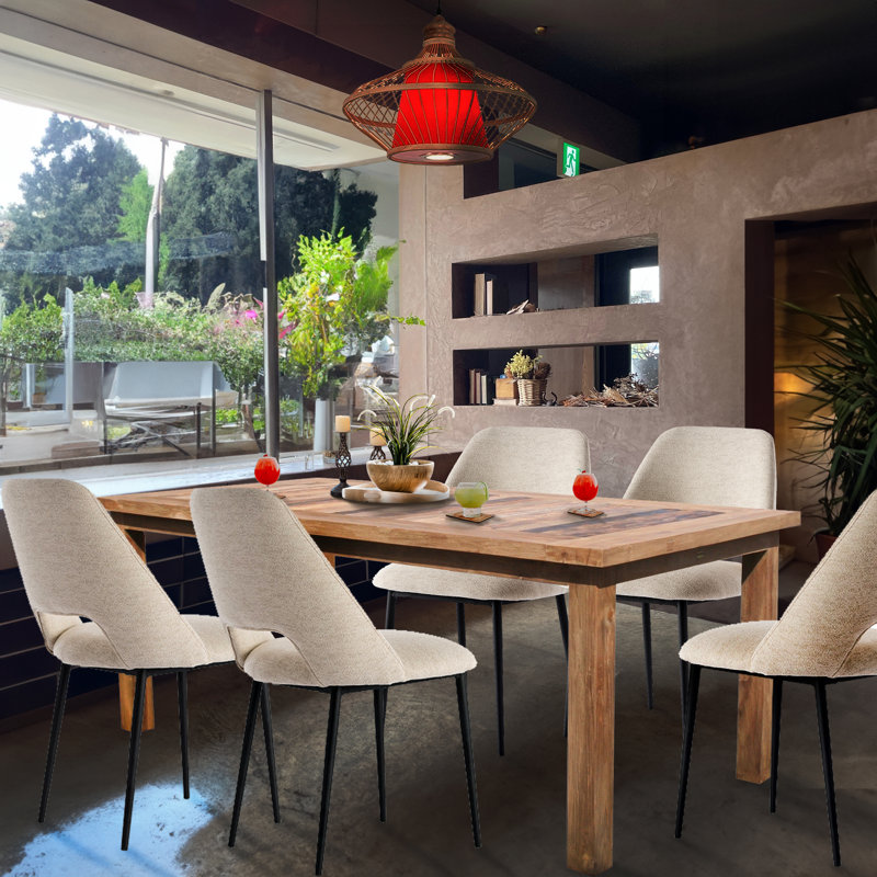 Teak Solid Wood Dining Table, 31" H x 71" L x 36" W