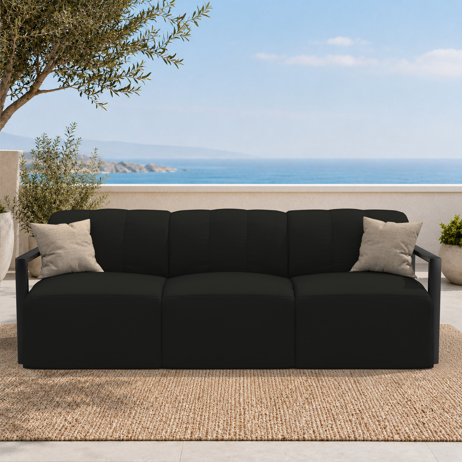 Rosalie 90" Sunbrella® Patio Sofa, Sunbrella® Canvas Black