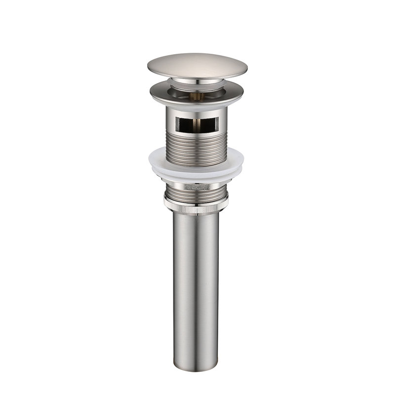Bathroom Sink Drain With Overflow, Vessel Sink Lavatory Vanity Pop Up Drain Stopper, 304 Stainless Steel, Brushed Nickel