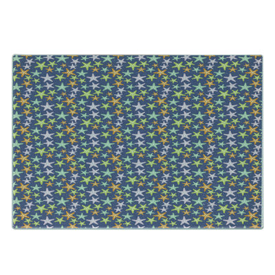 Ambesonne Starfish Tempered Glass Cutting Board Colorful Ocean Creatures Multicolor