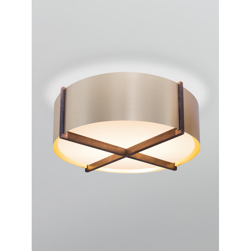 Plura Flush Mount, Rose Gold, 7.8" H x 18" W x 18" D, Walnut