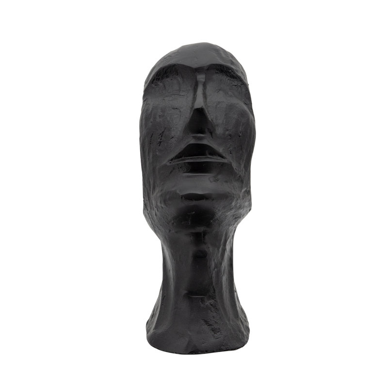 Modern Abstract Face Aluminum Figurine Sculpture for Home Decor Styling- Decorative Object Art Tabletop Accent for Living Room Decoration - Black