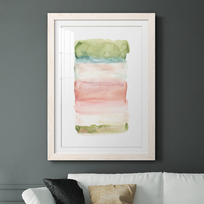 Skye III - Peinture encadrée sur papier, Papier encadré blanc, H 44 po x l 31 po x P 1 po