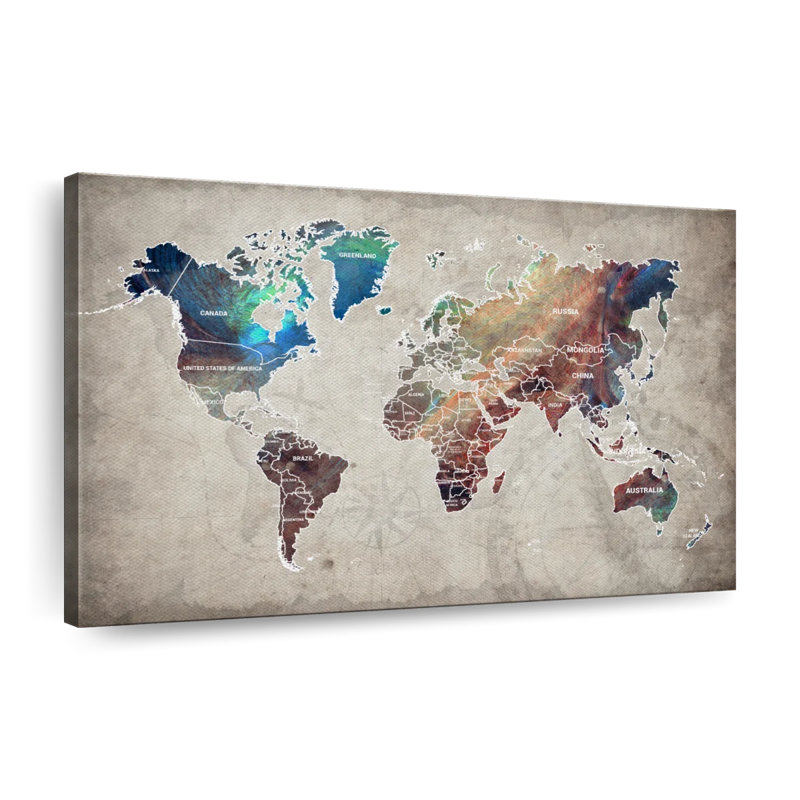 Abalone World Map, reproduction sur toile, H 30 po x l 45 po x P 1,25 po