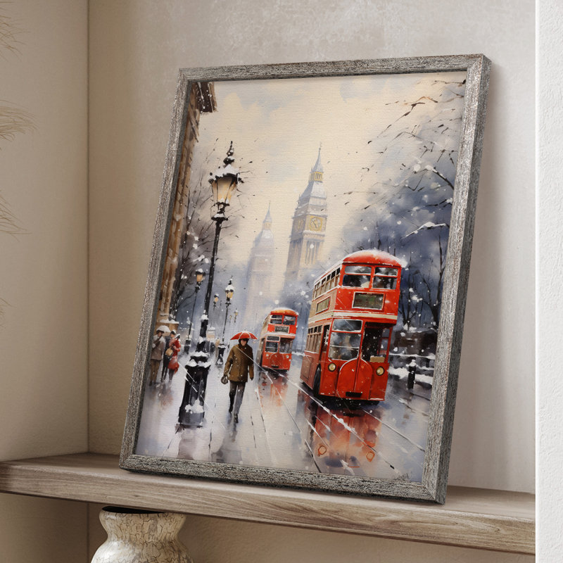 «Christmas Holiday Art», reproduction encadrée en bois massif, H 21 po x l 17 po
