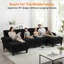Canapé modulaire en chenille de 110 po en forme de U avec double chaises et accoudoirs larges-714563733