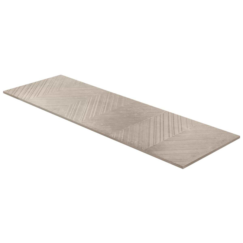 Stoneside 12x36 Chevron Textured Matte Ceramic Tile, Cream Beige