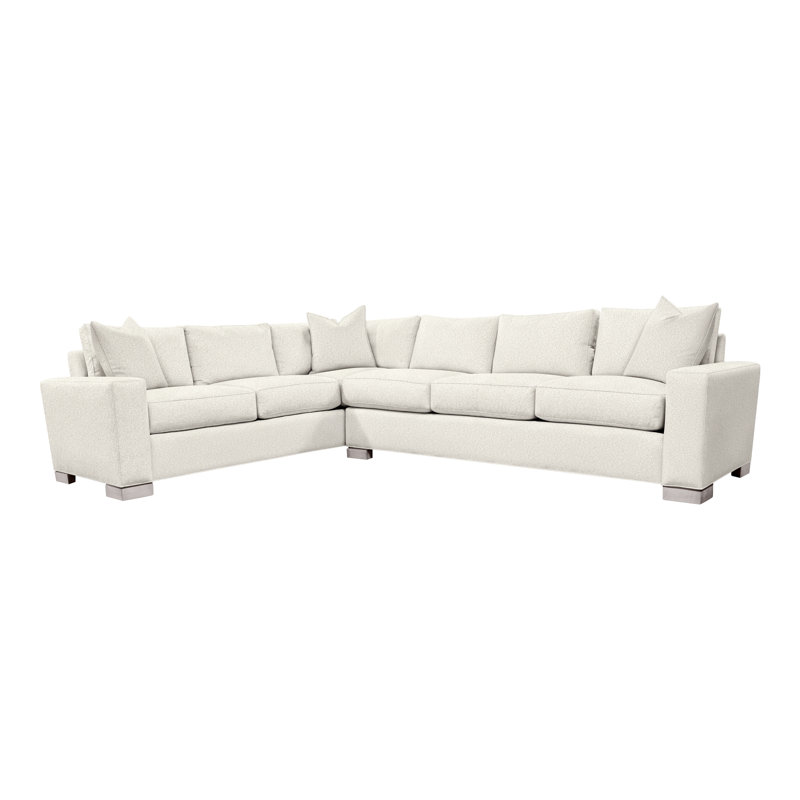 Canapé modulaire 2 pièces American Bungalow Claremont, Mélange de lin Kenworth Pearl, Gris colombe