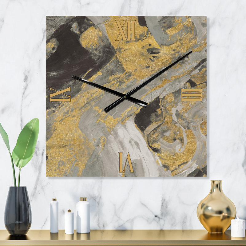 Horloge murale en marbre doré et noir - Glam, Très grand