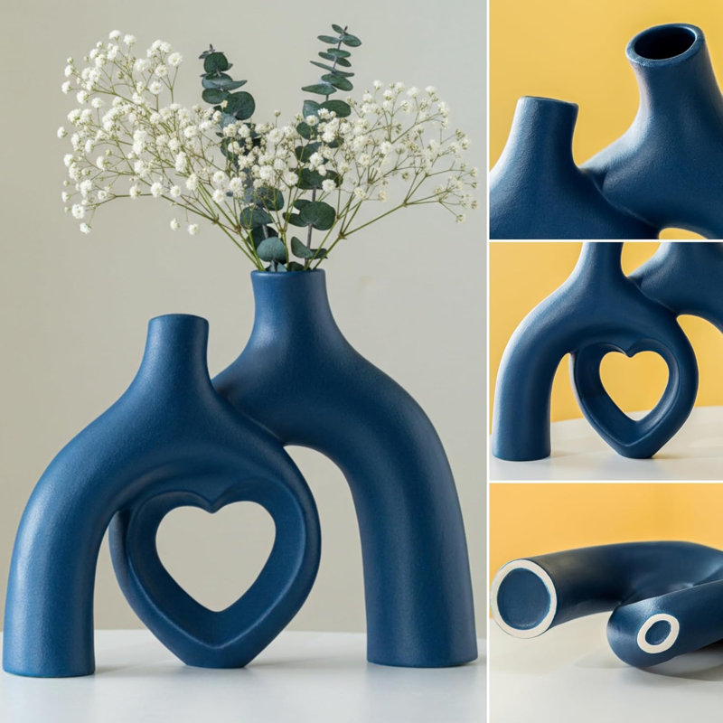 Vase à fleurs bleu
