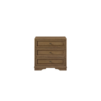 Deemston 3-Drawer Nightstand with USB Charging Port, Felt-Lined Top Drawer & Cedar-Lined Bottom Drawer – Almond Finish