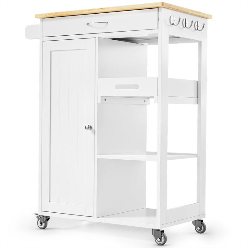 Îlot de cuisine moderne en bois massif, grand chariot de cuisine roulant avec tiroirs et armoire, table de cuisine mobile avec crochets et porte-serviettes, roulettes verrouillables
