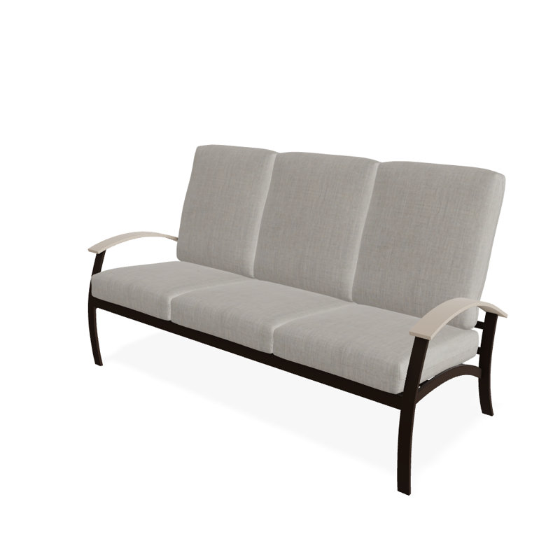 Belle Isle Outdoor 3 - Seat Patio Sofa, Textured Kona, Cabana Classic Black Stripe Sunbrella®