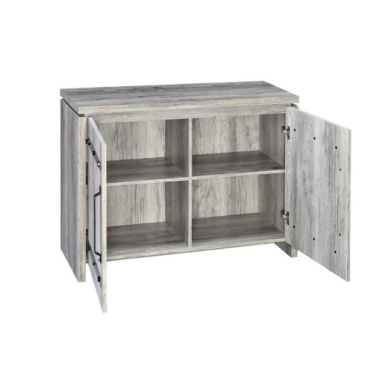 Grey Driftwood Accent Cabinet With Adjustable Storage - Customizable Option Stylish Finish Enhances Home Appearance