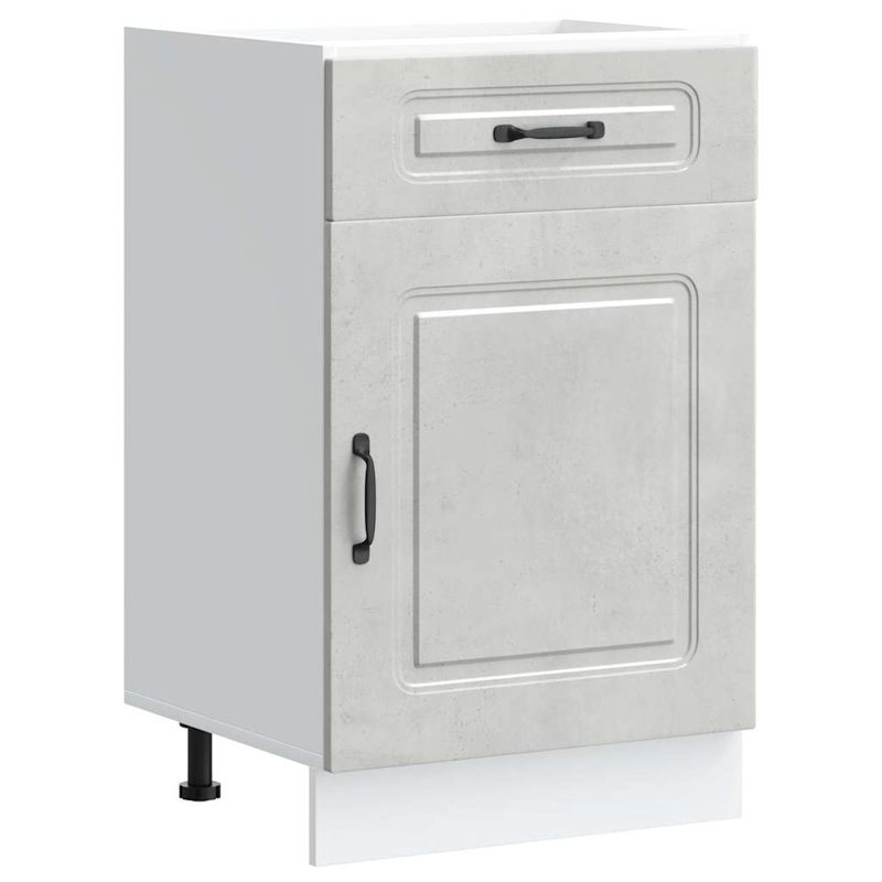 Kitchen Base Cabinet Kalmar Engineered Wood, 81.5cm H x 50cm W x 46cm D, Concrete Grey