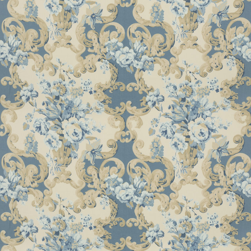 Icons Rococo 100% Cotton Performance Fabric, Blue